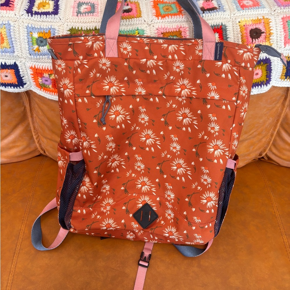 United By Blue Floral Tote - Rust and Pink